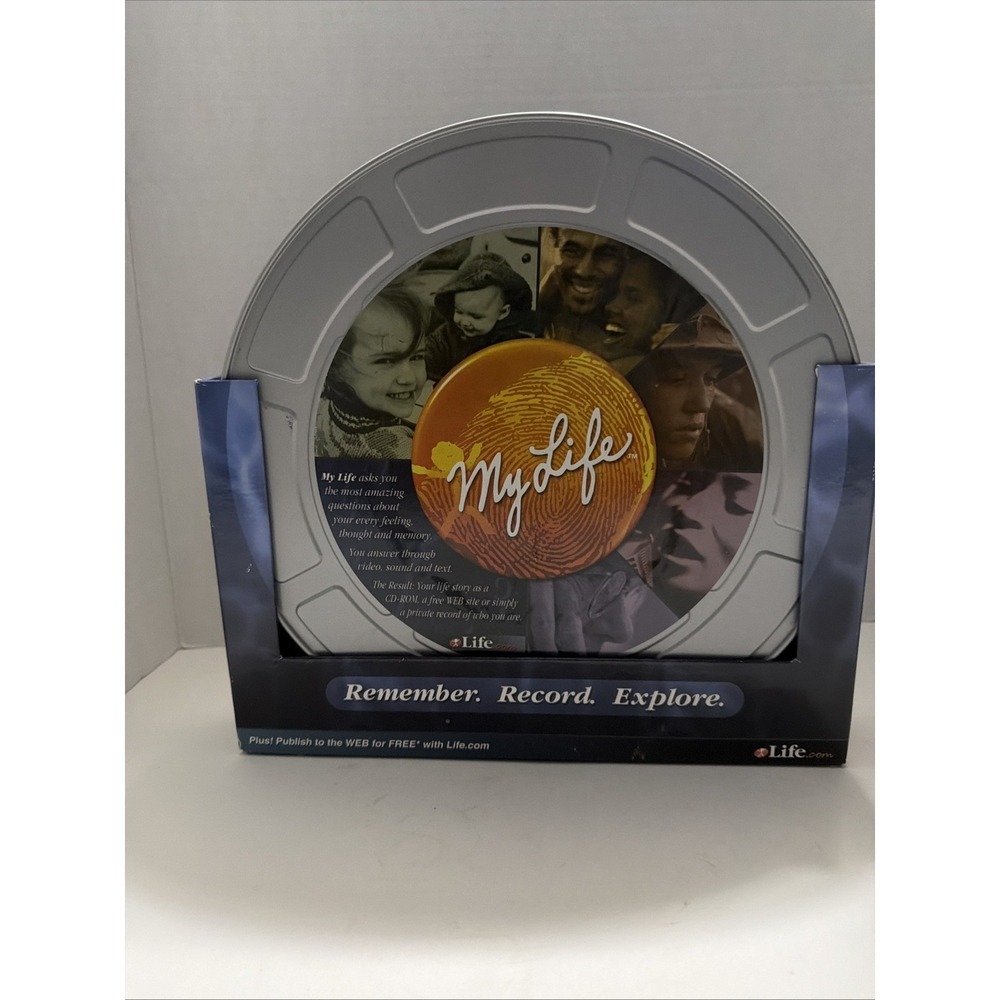 Vintage My Life Life.com PC CD-ROM Software Film Reel Tin 1999 Windows 95 98 NT